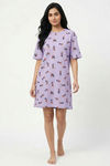 Zivame Mickey & Friends Knit Cotton Loungewear Dress - Pastel Lilac — thumbnail 4